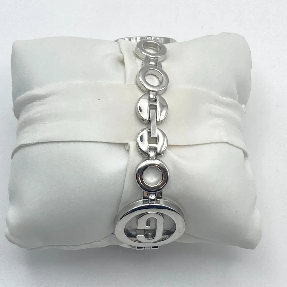 Geneva Women's Watch 26mm Silver Tone Pink Crystals Logo Band G New Battery 7